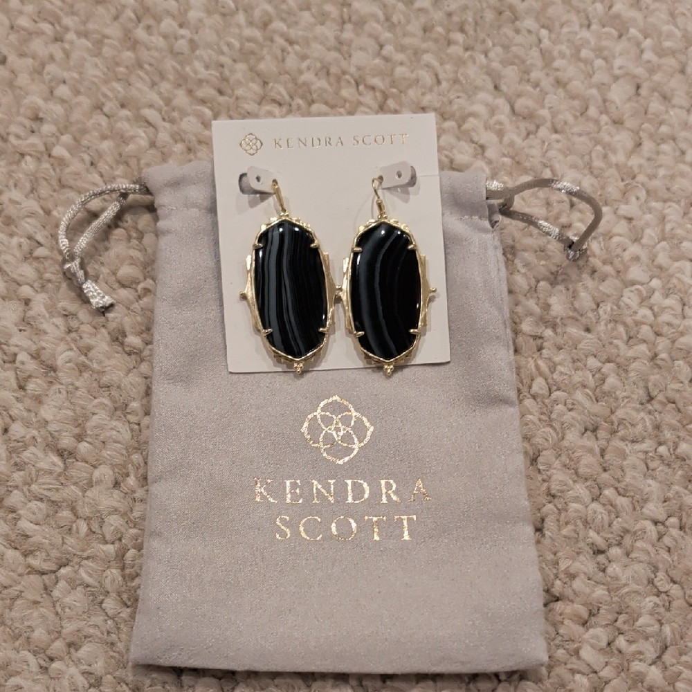 Kendra Scott Black Baroque Ella Oval Dangle Earrings